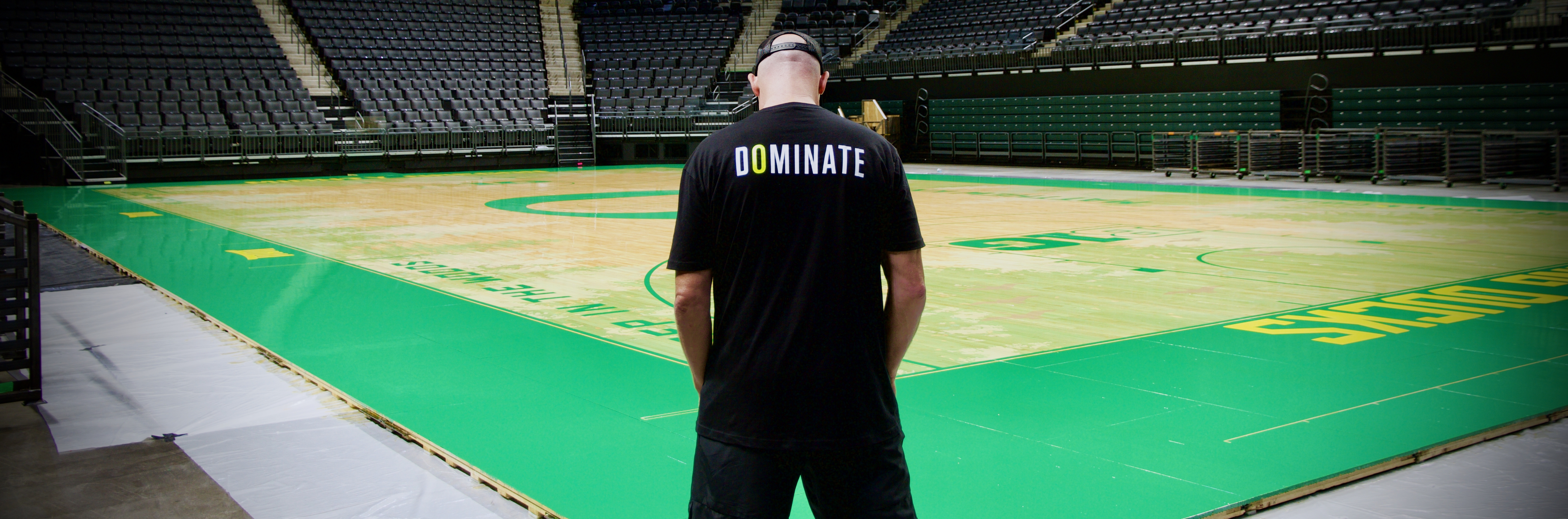 University of Oregon Mathew Knight Arena basketball gym floor sanding and refinishing by COURTSPORTS!