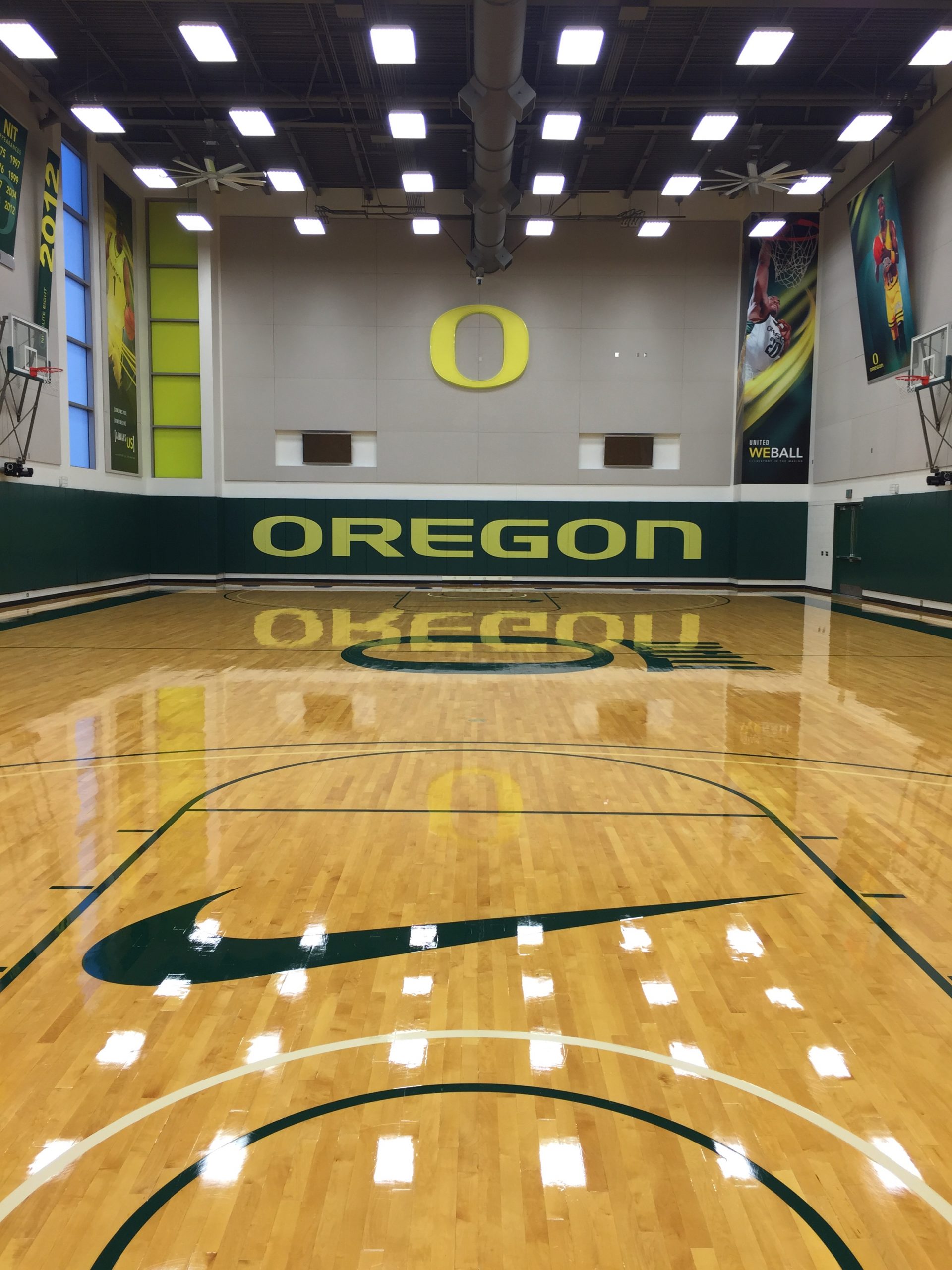 University of Oregon Ducks practice courts, Mathew Knight Arena, Eugen, Oregon - annual recoating by COURTSPORTS
