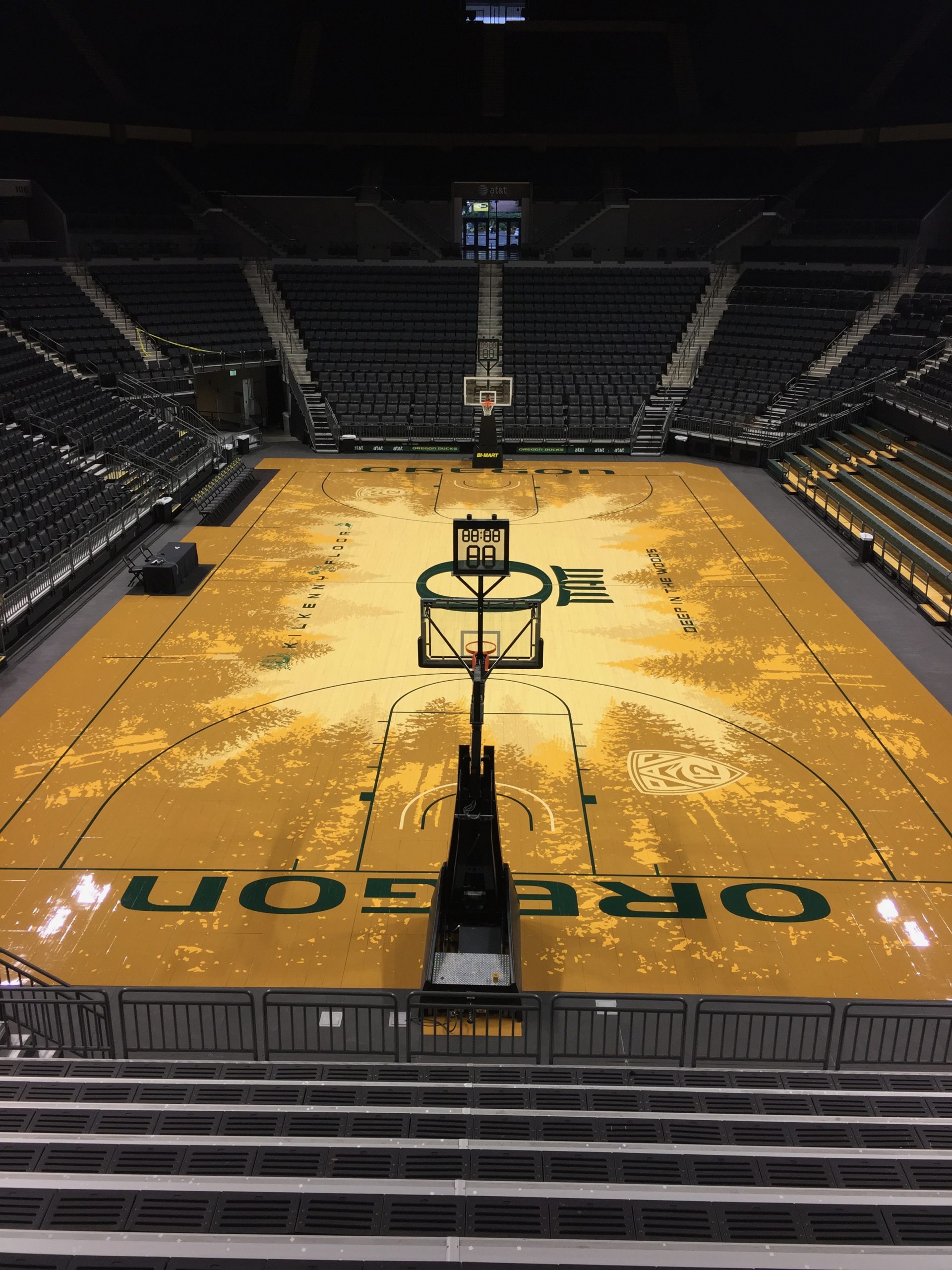 University of Oregon Ducks, Mathew Knight Arena, Eugene, Oregon - basketball court screen and recoating by COURTSPORTS