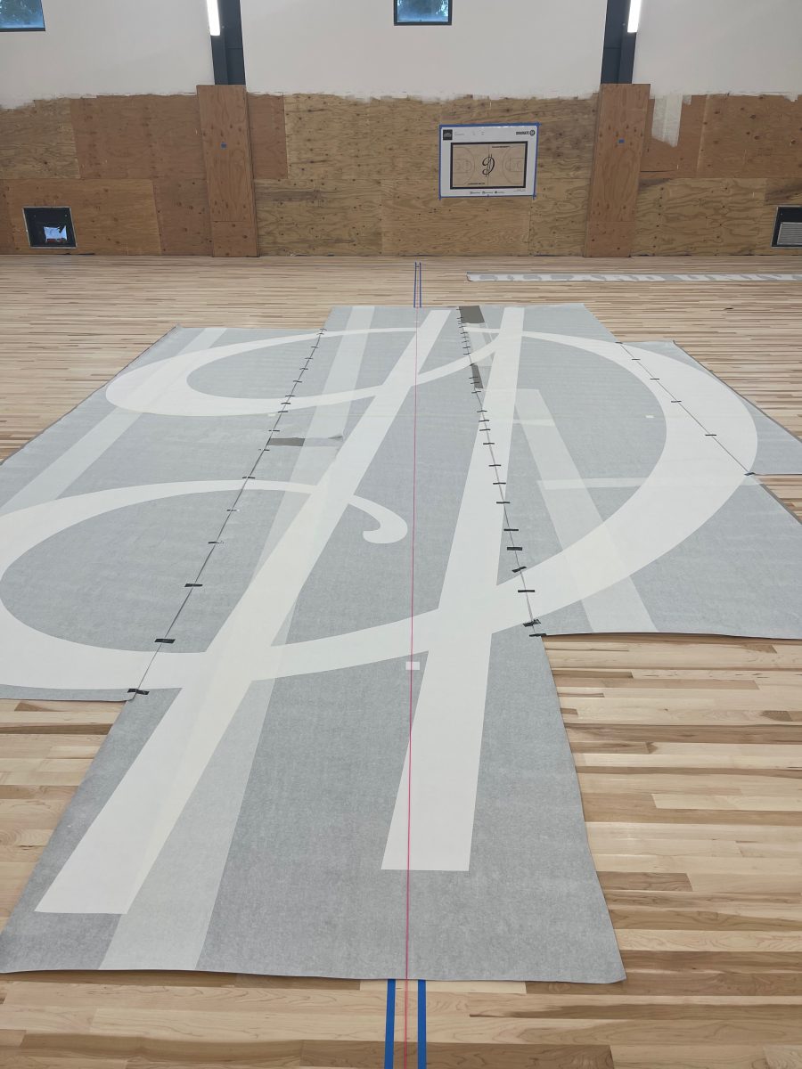 New NBA home court installed for an NBA player who played for the Portland Trail Blazers. Full NBA court sub floor, new maple flooring installed, sanded, sealed, game lines and logos painted