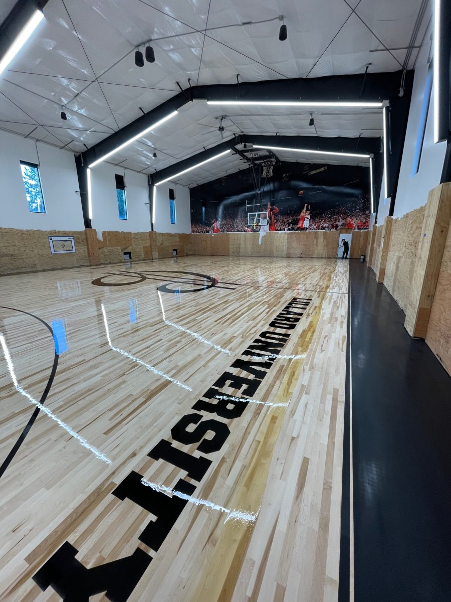 New NBA home court installed for an NBA player who played for the Portland Trail Blazers. Full NBA court sub floor, new maple flooring installed, sanded, sealed, game lines and logos painted