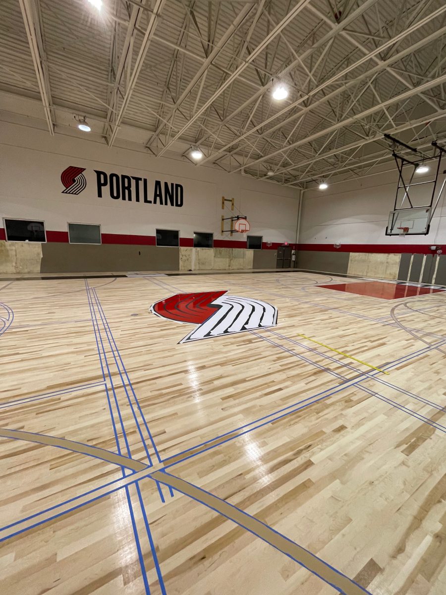 Portland Trail Blazers Boys & Girls Club game line and logo painting by COURTSPORTS.