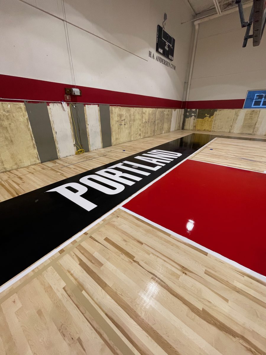 Portland Trail Blazers lettering painted by COURTSPORTS.