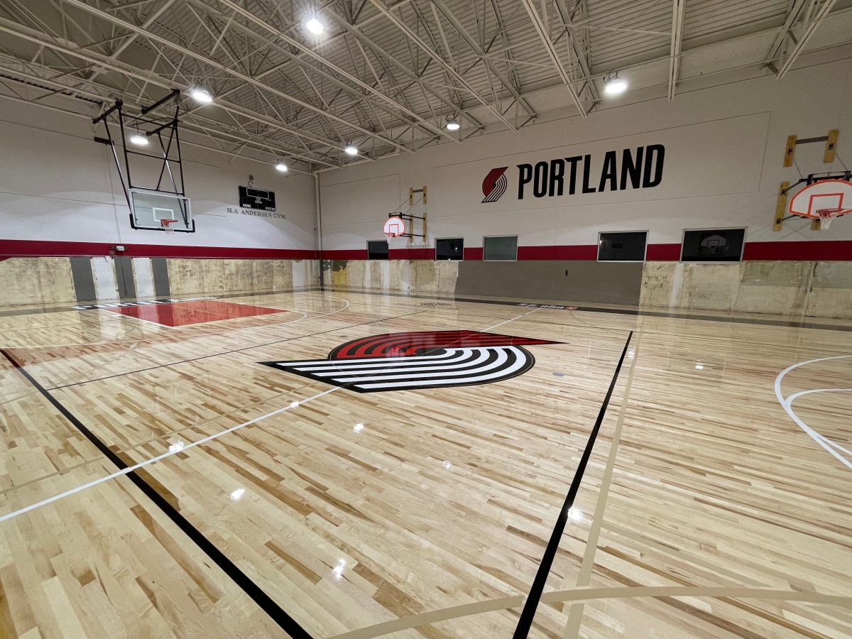 Portland Trail Blazers Boys & Girls Club new maple basketball court flooring installed, sanded, sealed, painted, and finished by COURTSPORTS.
