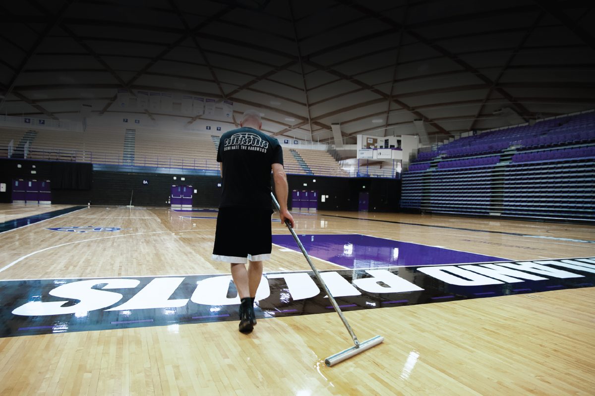 University of Portland Pilots - Chiles Center. Full sanding & refinishing of their gym floor by COURTSPORTS